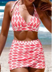  MODLILY® Cross Hem High Waisted Geometric Print Bikini Set | modlily.com