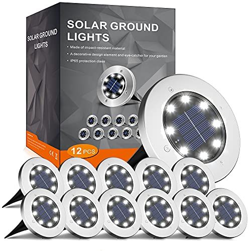 INCX Solar Ground Lights, 12 Packs 8 LED Solar Garden Lights Waterproof In-Ground Outdoor Landscape  | Amazon (US)