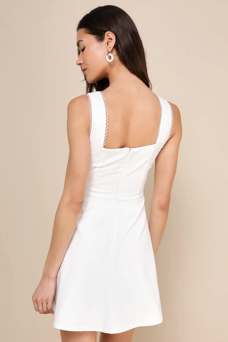 Exceptionally Loved White Bustier Skater Mini Dress | Lulus