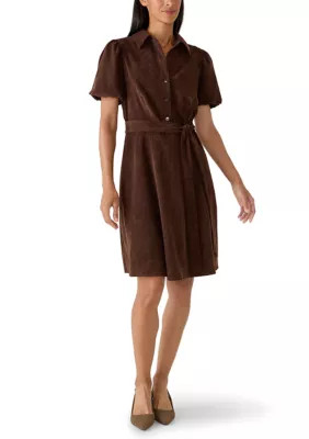 Women's Short Puff Sleeve Corduroy Shirtdress | Belk