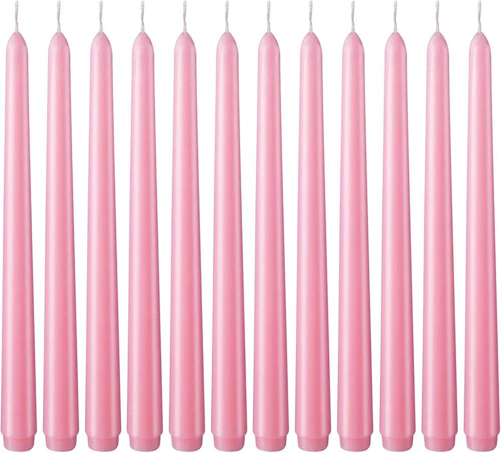 Arosky 10 Inch Unscented Taper Candles Wedding Dinner Candle Set of 12 (Pink) | Amazon (US)