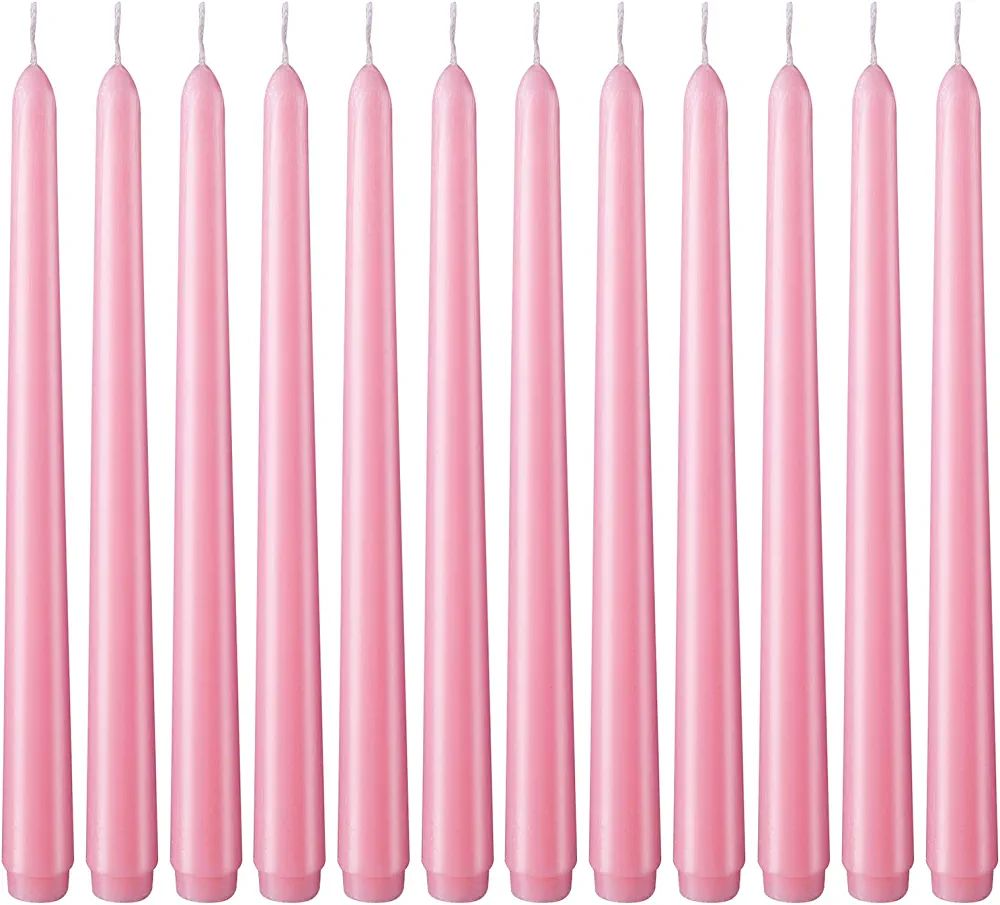Arosky 10 Inch Unscented Taper Candles Wedding Dinner Candle Set of 12 (Pink) | Amazon (US)