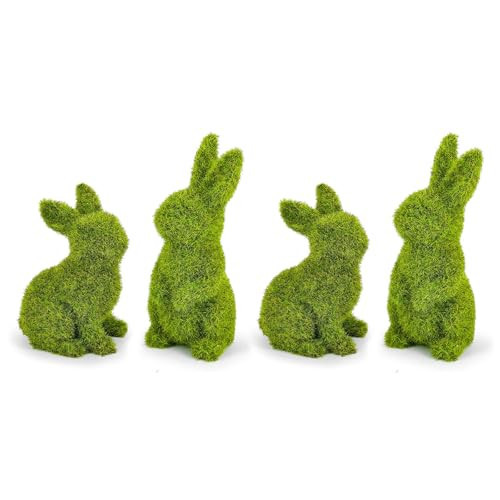 MicoSim Easter Bunny Decorations,Resin Moss Bunny Figurine,Garden Artificial Moss Rabbit Easter Décor Easter Party Favors Gifts (4PCS) | Amazon (US)