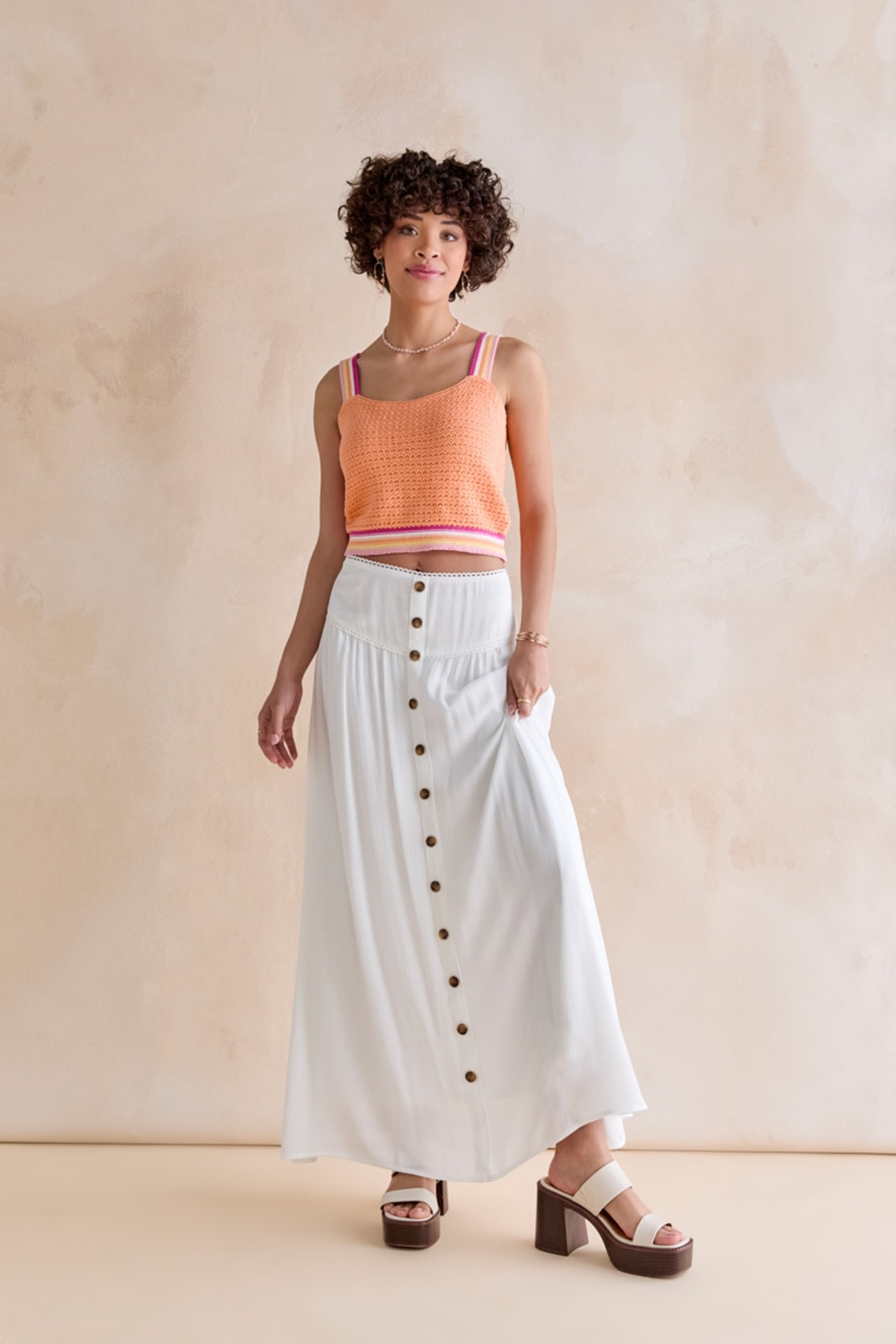 Vanessa Button Down Swift Maxi Skirt | Francesca's