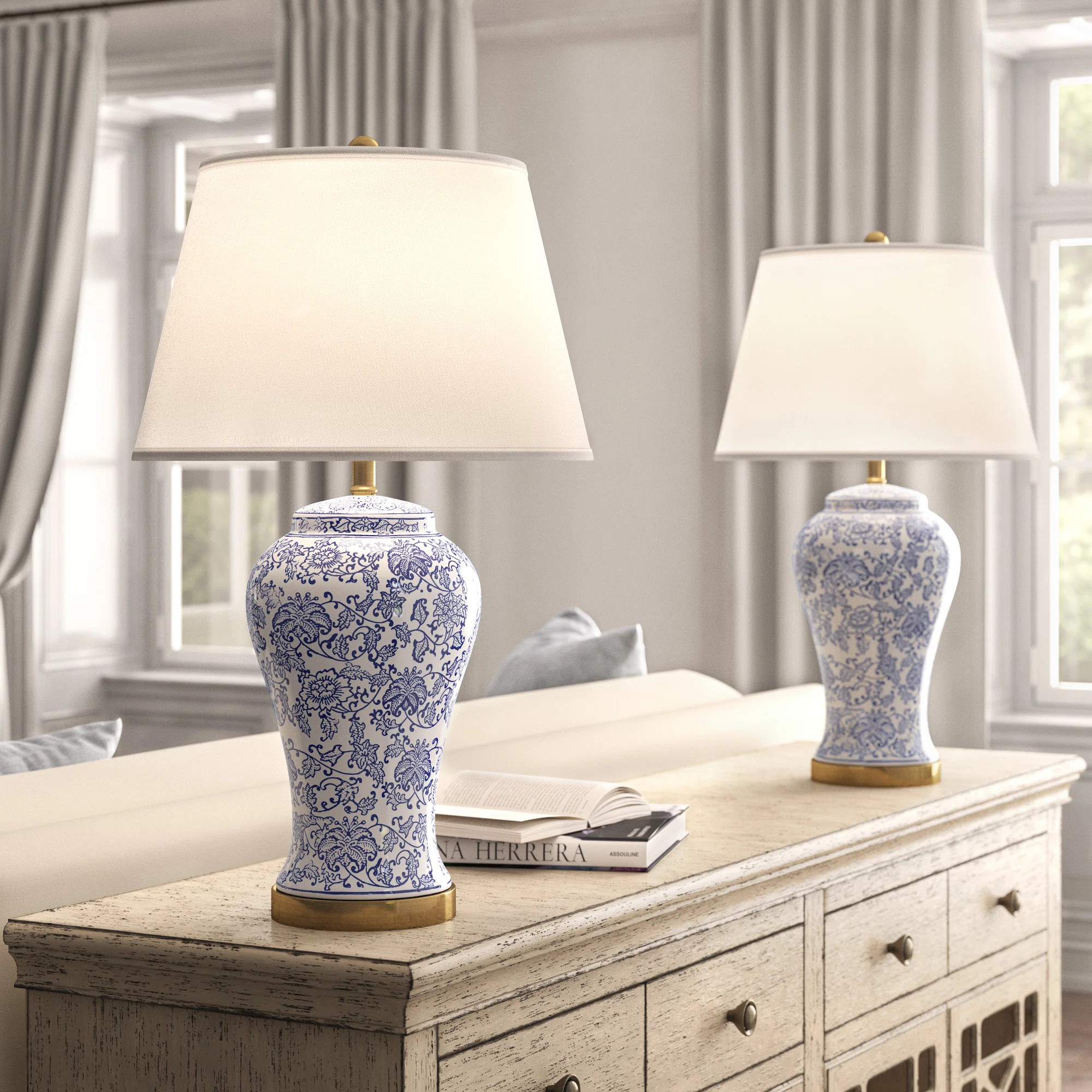 Kelly Clarkson Home 29" Blue/Off-White/Gold Table Lamp Set | Wayfair | Wayfair North America