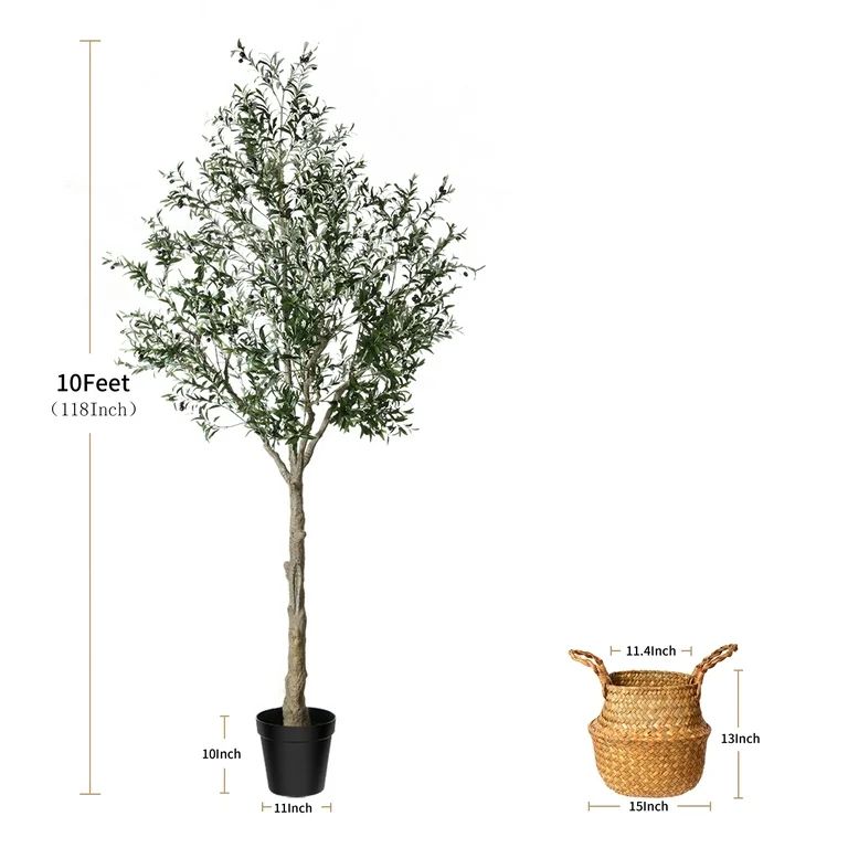 10FT Tall Big Artificial Olive Tree With Handmade Seagrass Basket, 50 lb Perfect Tall Faux Topiar... | Walmart (US)