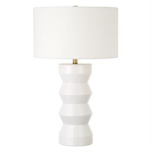Henn&Hart Matte White Ribbed Ceramic Table Lamp | Cymax