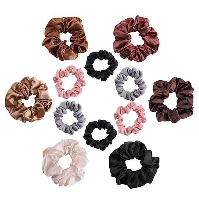 TTKLYN Hair Ties,12pcs Elegant Satin Solid Elastic Hair Bands Ponytail Holder for Women and Girls... | Amazon (US)