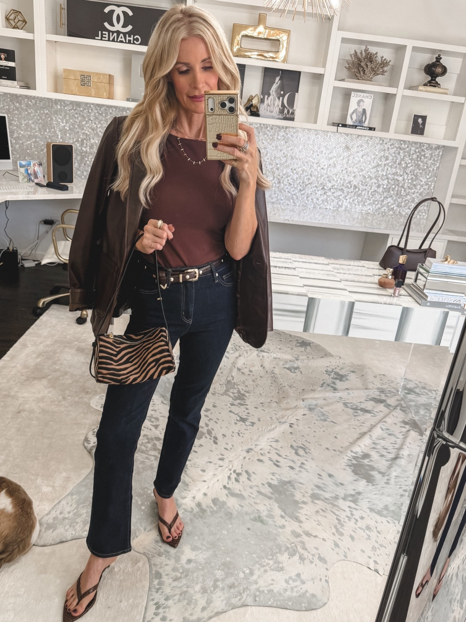 A chocolate brown blazer is such a chic fall layer, and I love how it looks with a simple top, dark cigarette jeans, and a studded belt. The Quince jeans are just $50, and I’m wearing an XS in the blazer and shirt and a size 24 x 28 in the denim. #Quince #FallStyle #BrownBlazer #CigaretteJeans #FallDenim #WomenOver40Style 

 

#LTKootd #LTKOver40
