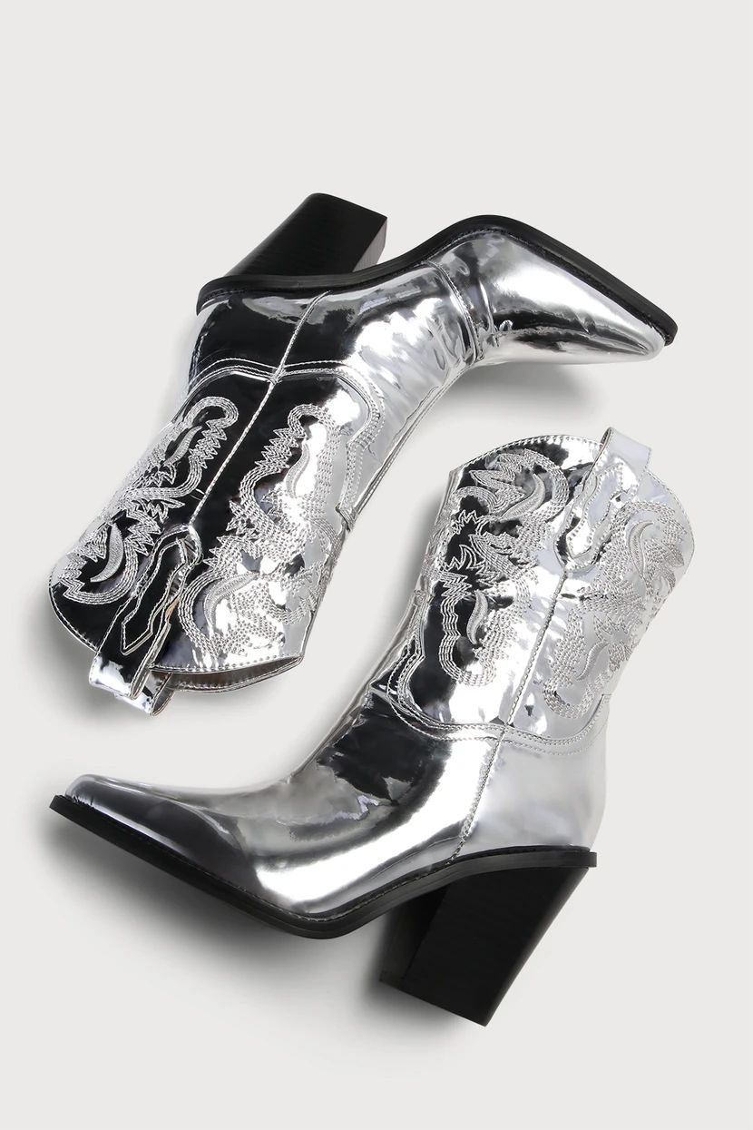 Sergio Silver Chrome Pointed-Toe Western Boots | Lulus (US)