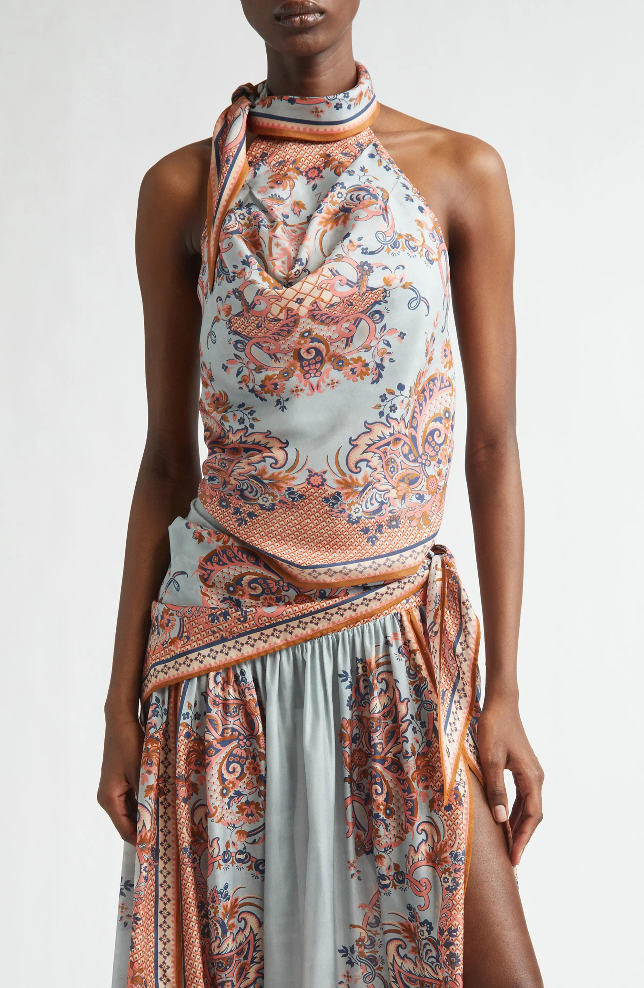 Aster Paisley Scarf Tie Silk Halter Top (Women) | Nordstrom | Nordstrom