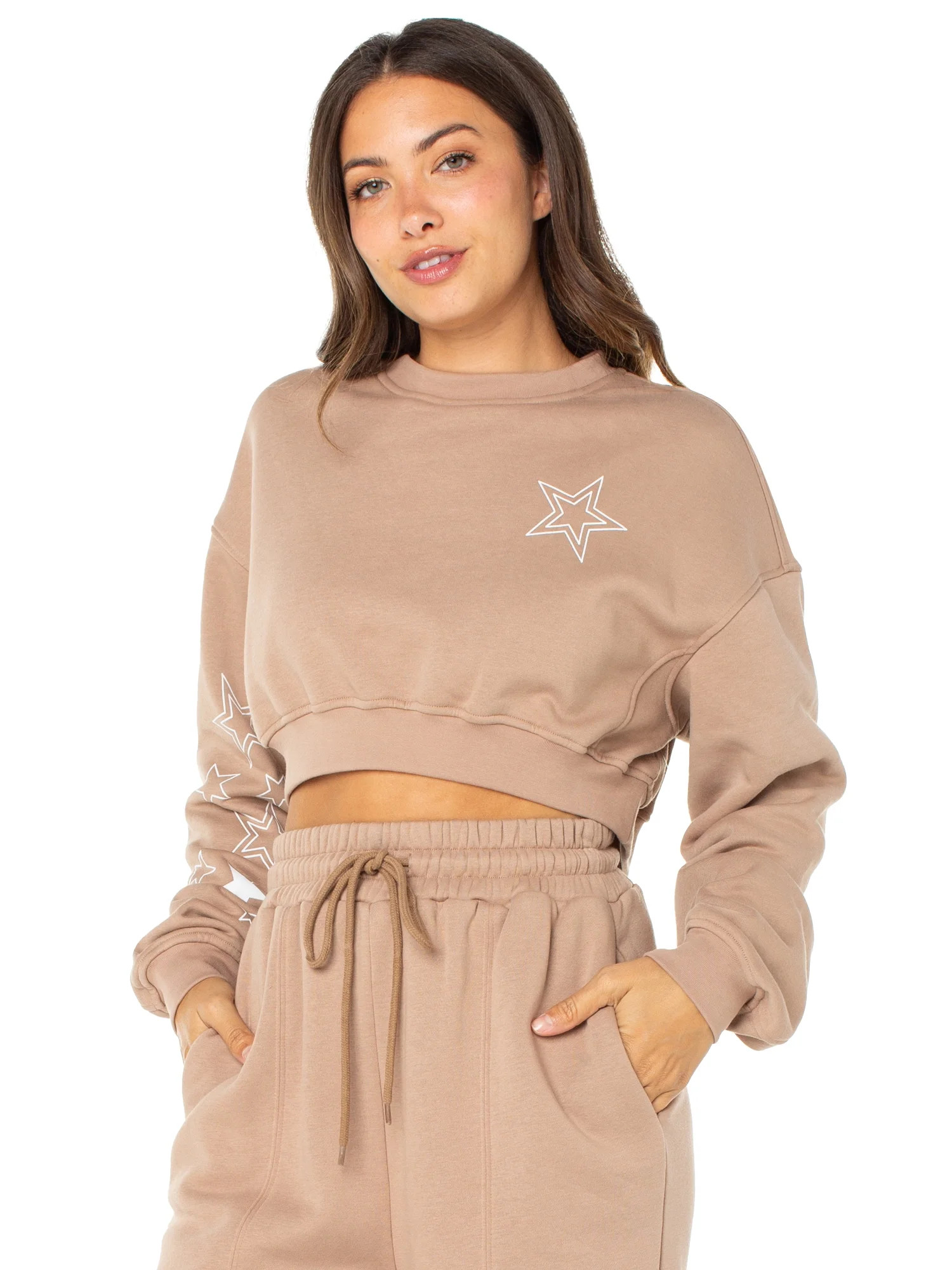 Celebrity Pink Juniors Star Print Cropped Sweatshirt , Sizes XS-XXXL - Walmart.com | Walmart (US)