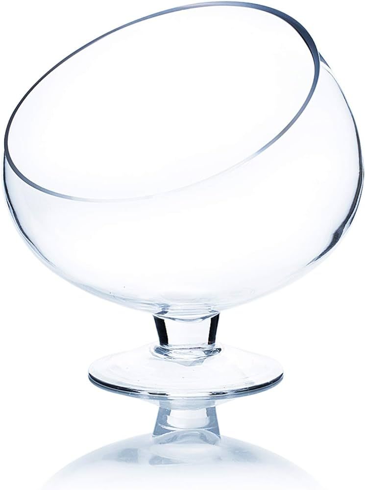 WGV Slant Cut Bowl Glass Vase with Stand, Width 6.5", Height 7", Clear Planter Terrarium, Candy D... | Amazon (US)