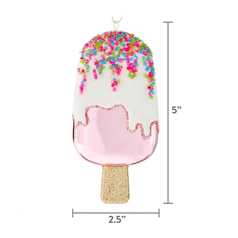 Pink and White Beaded Ice Pop Christmas Ornament, 5 in, by Holiday Time - Walmart.com | Walmart (US)