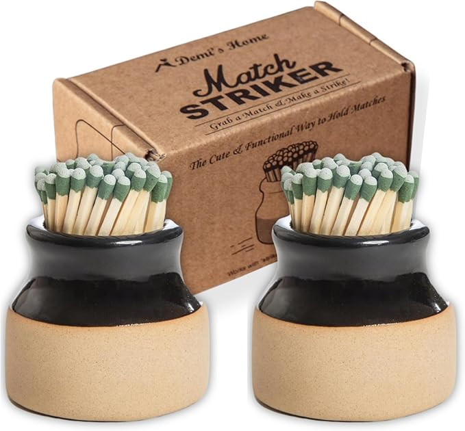 Demi's Home Match Striker - Set of 2 - Black - (Matches Not Included) - Ceramic Match Holder with... | Amazon (US)