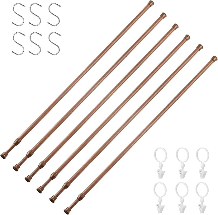 6 Pack Tension Rods for Windows 28 to 48 Inch Spring Tension Rod Adjustable Metal No Drill Curtai... | Amazon (US)
