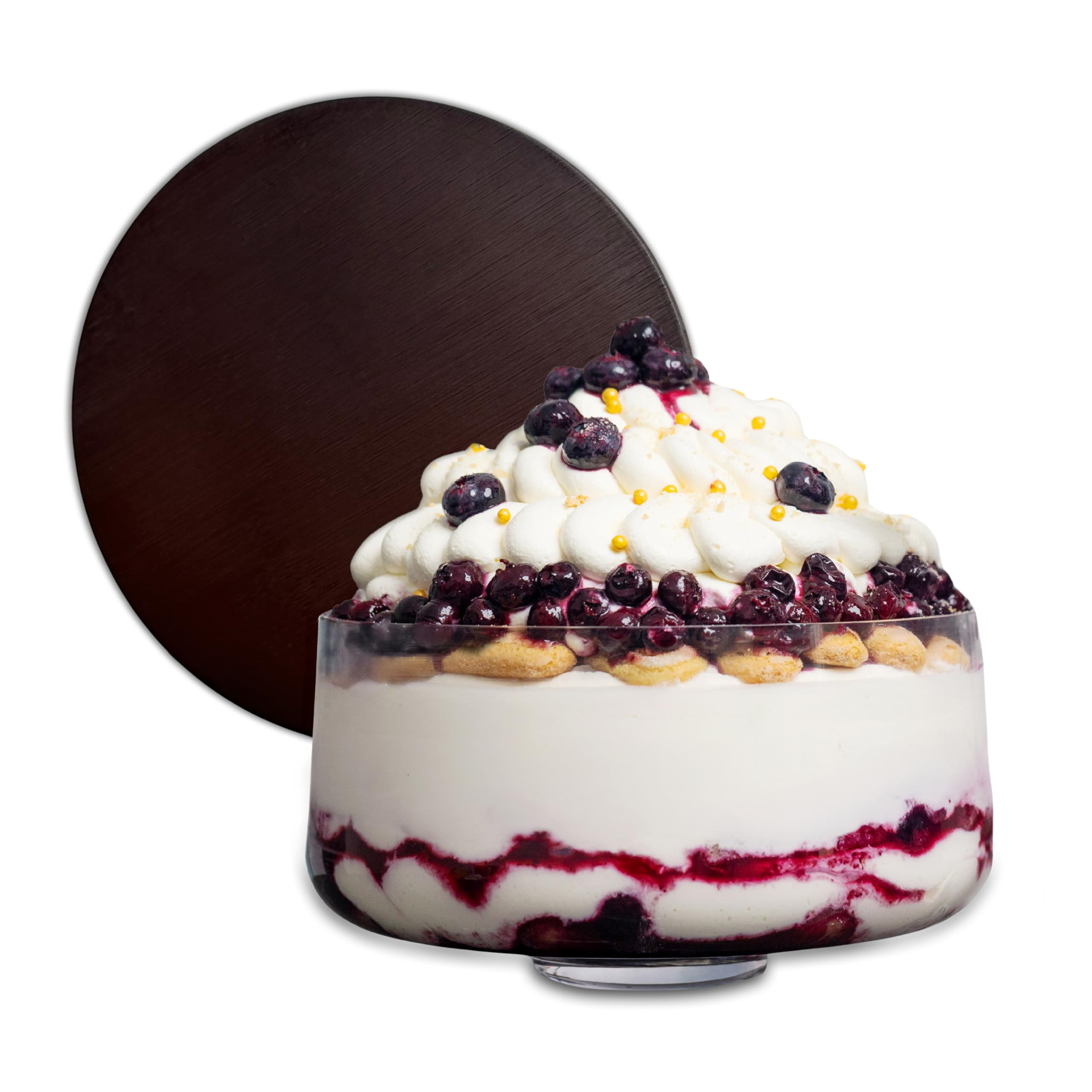 Trifle Bowl with Lid (90oz) - Bamboo Wood Lid - Trifle Glass, Glass Salad Bowl, Trifle Bowl with ... | Amazon (US)