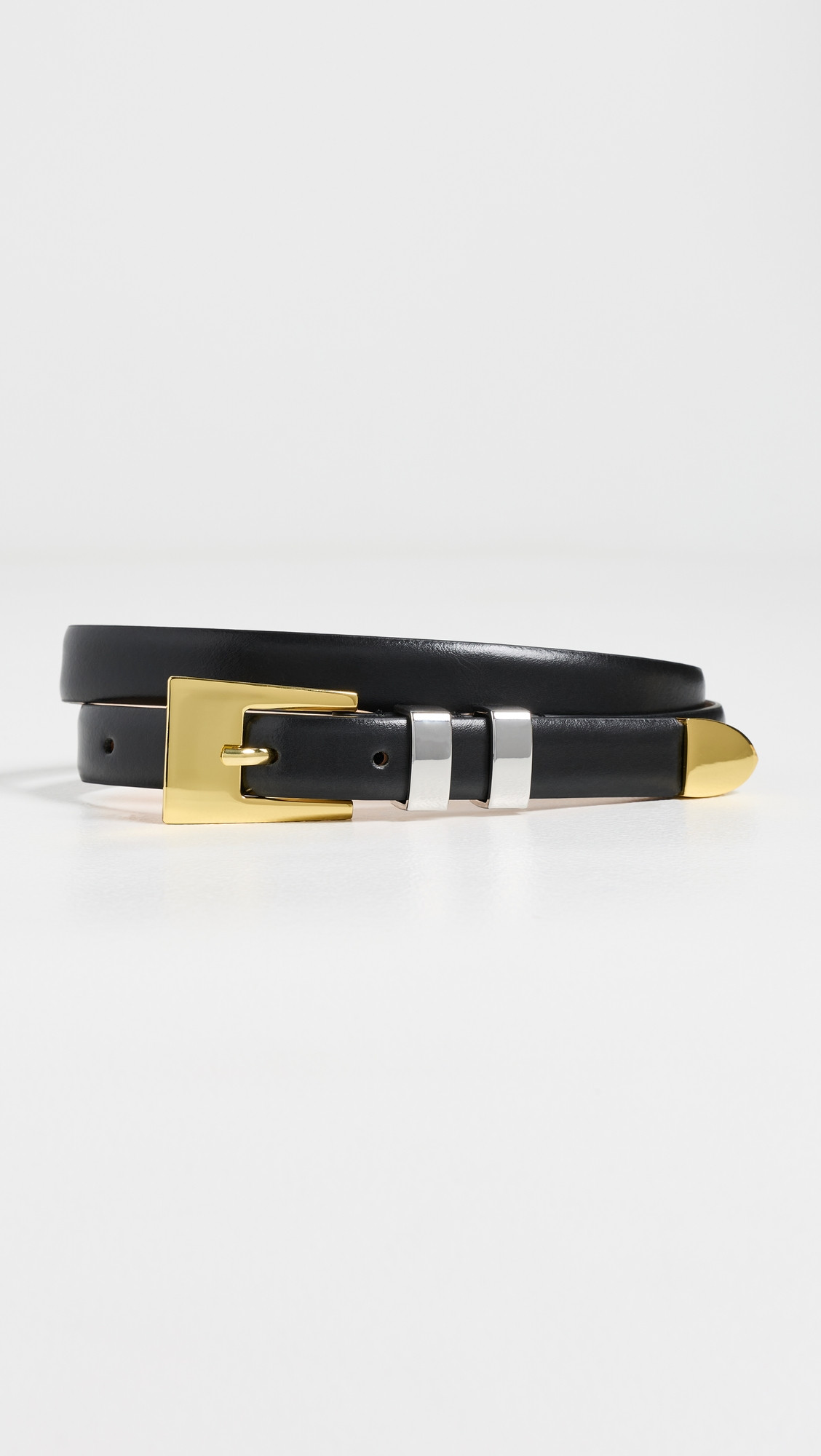 Aureum Sofia Belt Black Leather & Gold/Silver XXS | Shopbop