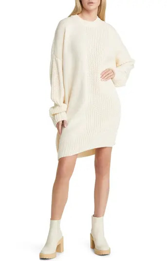 Topshop Women's Long Sleeve Contrast Rib Sweater Dress | Nordstrom | Nordstrom