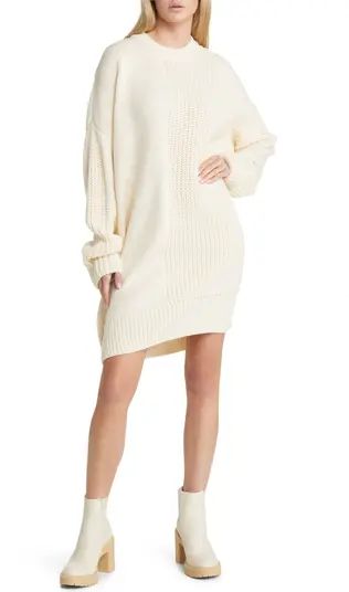 Long Sleeve Contrast Rib Sweater Dress | Nordstrom