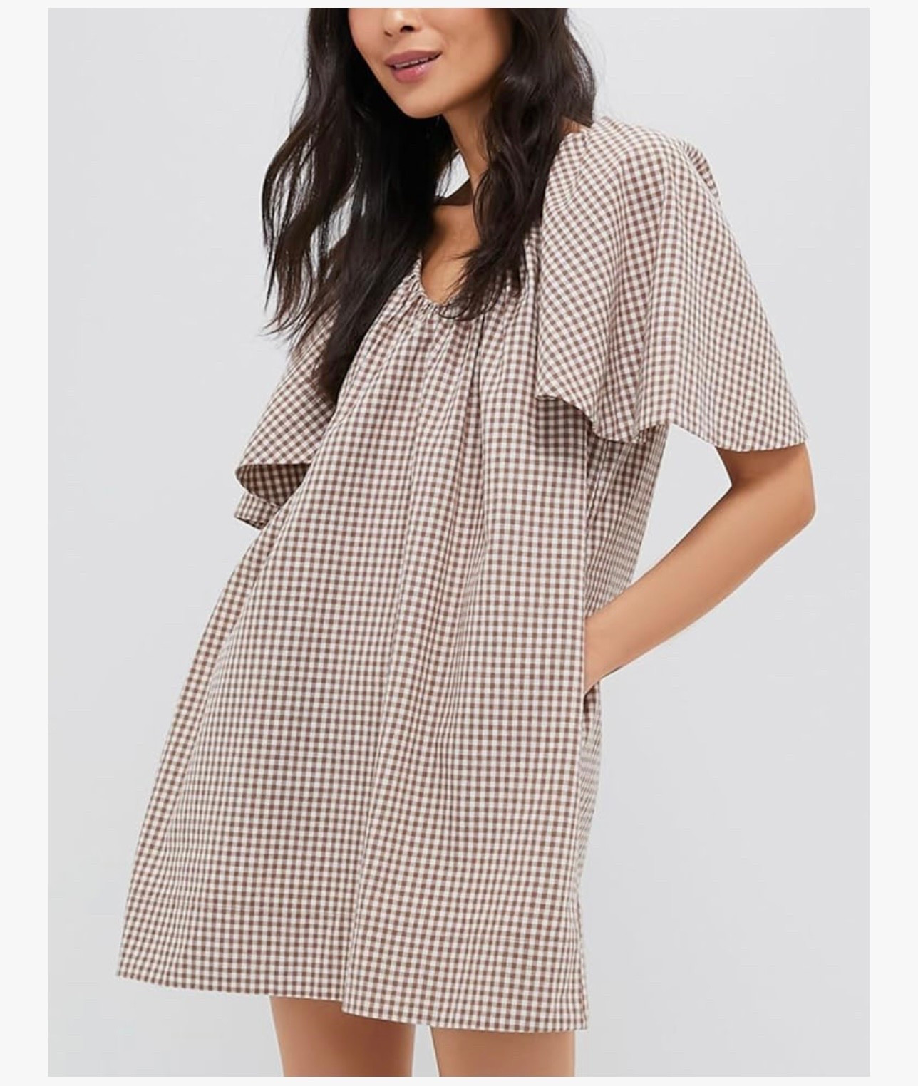 Gingham flutter sleeve dress perfect for summer but will be cute to tradition later in the year for fall 

#LTKootd #LTKFestival