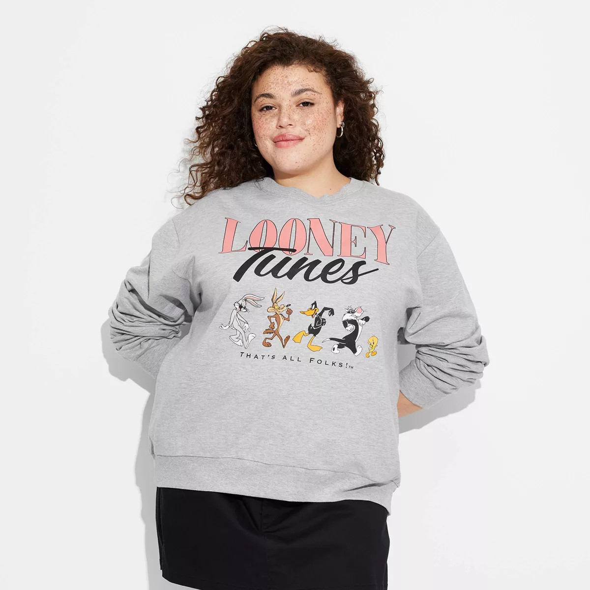 Women's Looney Tunes Throwback Graphic Sweatshirt - Gray | Target