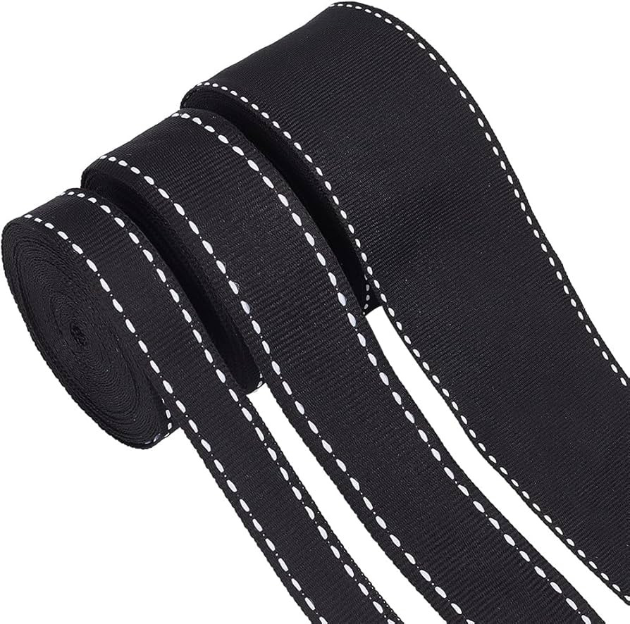 GORGECRAFT 3 Sizes 0.6 to 1.5 Inch Black Stitch Edge Grosgrain Ribbon 15 Yards Saddle Cotton Ribb... | Amazon (US)