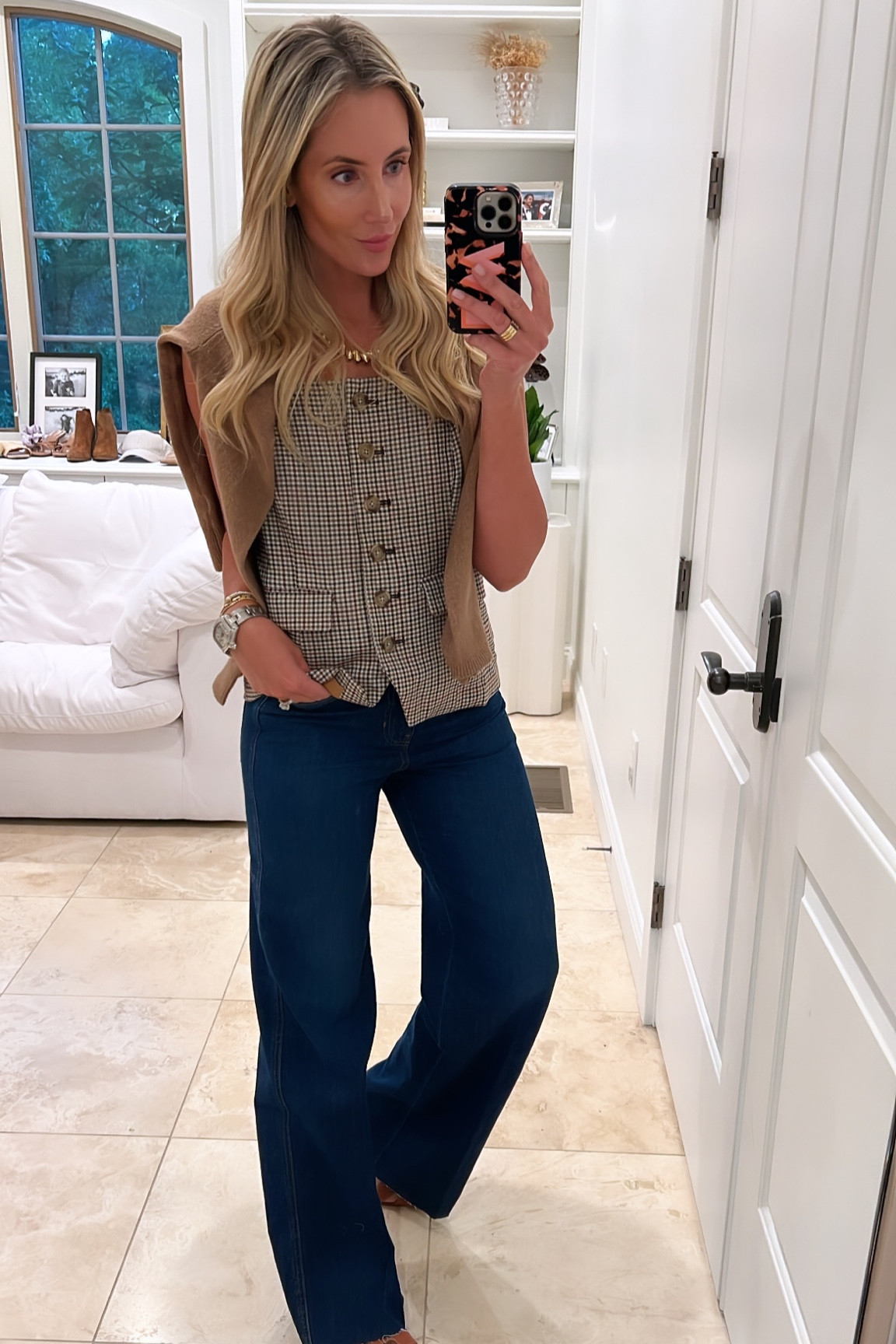 Love this plaid vest top and my favorite jeans of the whole sale. Top runs tts. Jeans do too. I take the size small in the top and the size 2/26 in the jeans. 

#LTKxNSale #LTKsalealert #LTKstyletip