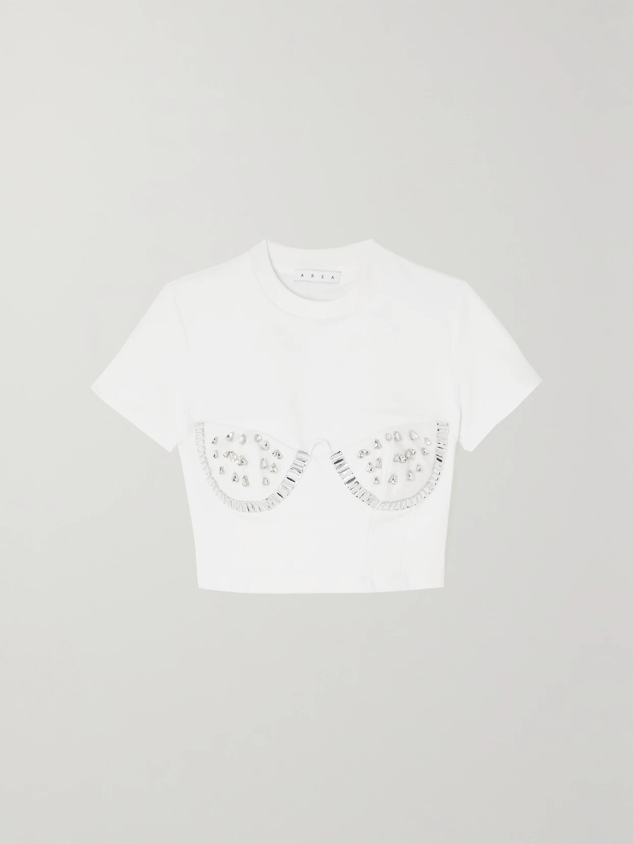 AREA - Crystal-embellished Stretch-ponte T-shirt - White | NET-A-PORTER (US)