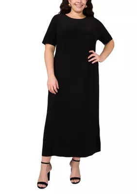 Plus Size Short Sleeve Crew Neck Maxi Dress | Belk