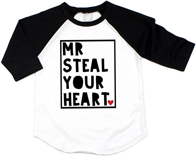 Bump and Beyond Designs Boys Valentine's Day Shirt, Mr. Steal Your Heart | Amazon (US)