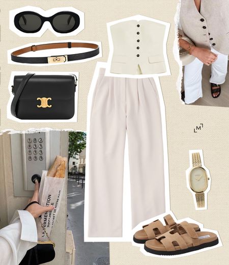 Chic spring outfit idea 🤎 vest, trousers, sandals and Celine

#LTKfindsunder100 #LTKstyletip