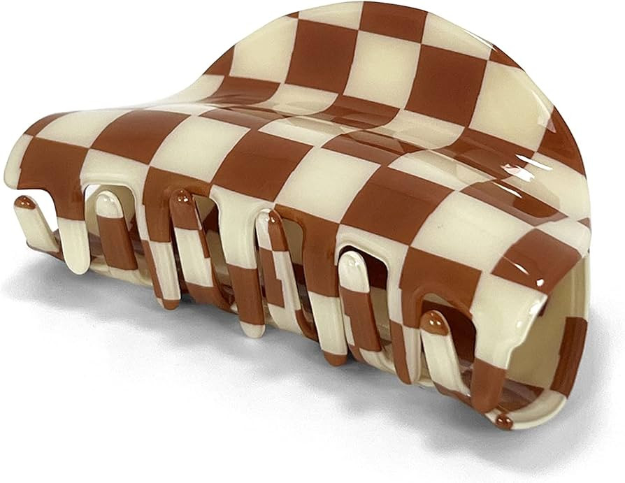 Two Oh One Checkered Hair Clip Claw Acrylic Strong Hold Women's Accessory for all Hair Type, Brow... | Amazon (US)