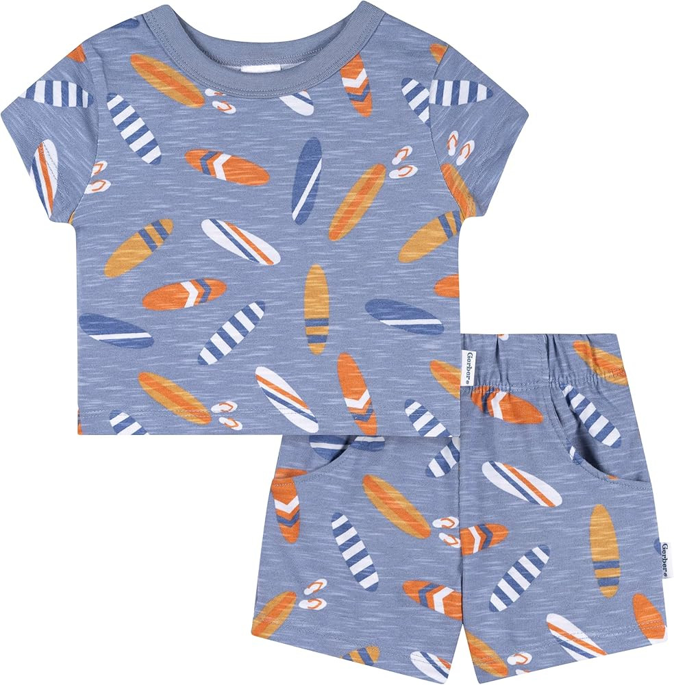 Gerber Baby Boys' Toddler T-shirt and Short Set | Amazon (US)