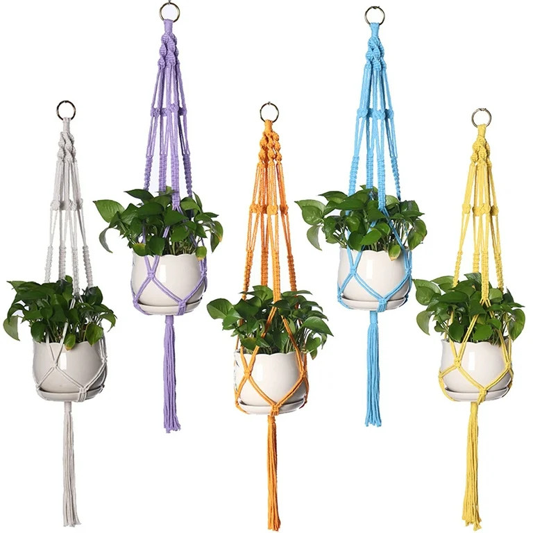Bobasndm Macrame Plant Hanging Baskets Flower Pot Holder Wall Hanging Planter Decor Knotted Lifti... | Walmart (US)