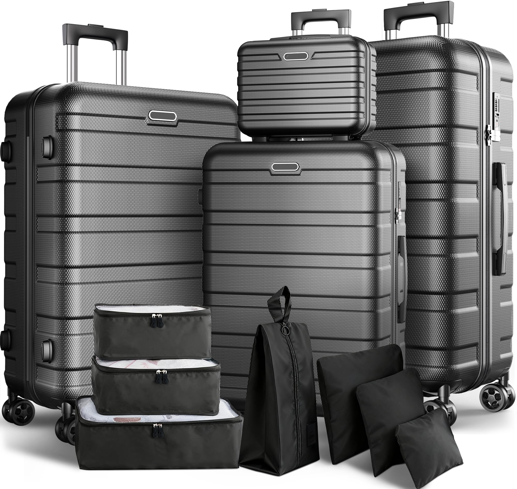 Newest Extended Storage 11-Piece Luggage Set, 28" & 24" Spinner Suitcases with 20" Carry-On Bag, ... | Walmart (US)