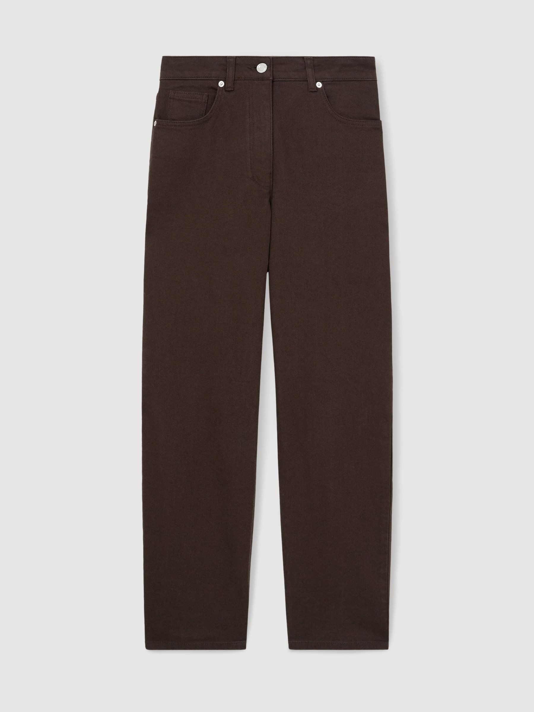 Reiss Mid-Rise Straight-Leg Jeans in Chocolate - REISS | Reiss UK