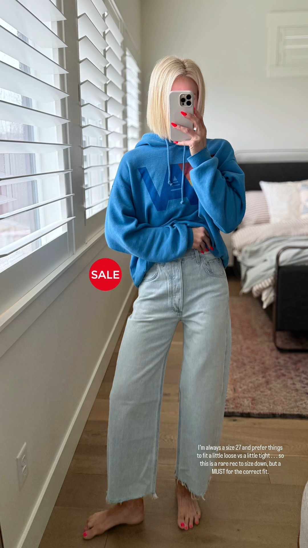 Love this style and this lighter wash denim that will be perfect for spring and summer — this exact pair is on major sale but sizes are selling! If you’ve followed me for a minute, then you know that I always prefer to wear things a little loose versus a little tight so this is very rare for me to recommend sizing down, but definitely a must for these jeans to look and feel good. I’m always a size 27 and wearing a 26 
here.
* Some reviews say to get your true size and then wear them lower on your waist, but with such a long fly/high waist fit the crotch sags and trust me it does not look good and I’m all about a looser baggy fit.

#LTKSaleAlert #LTKdayinmylife #LTKOver40