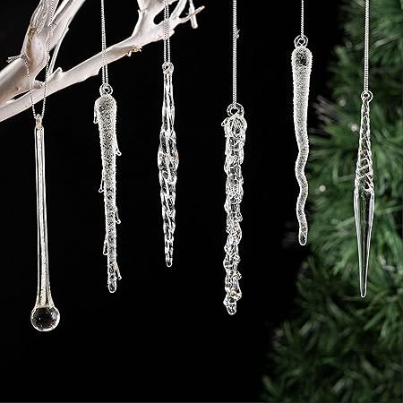 Christmas Ornaments Glass Handmade Icicles Set of 36 Pieces 5.9” /15 cm Mouth Blown Christmas T... | Amazon (US)