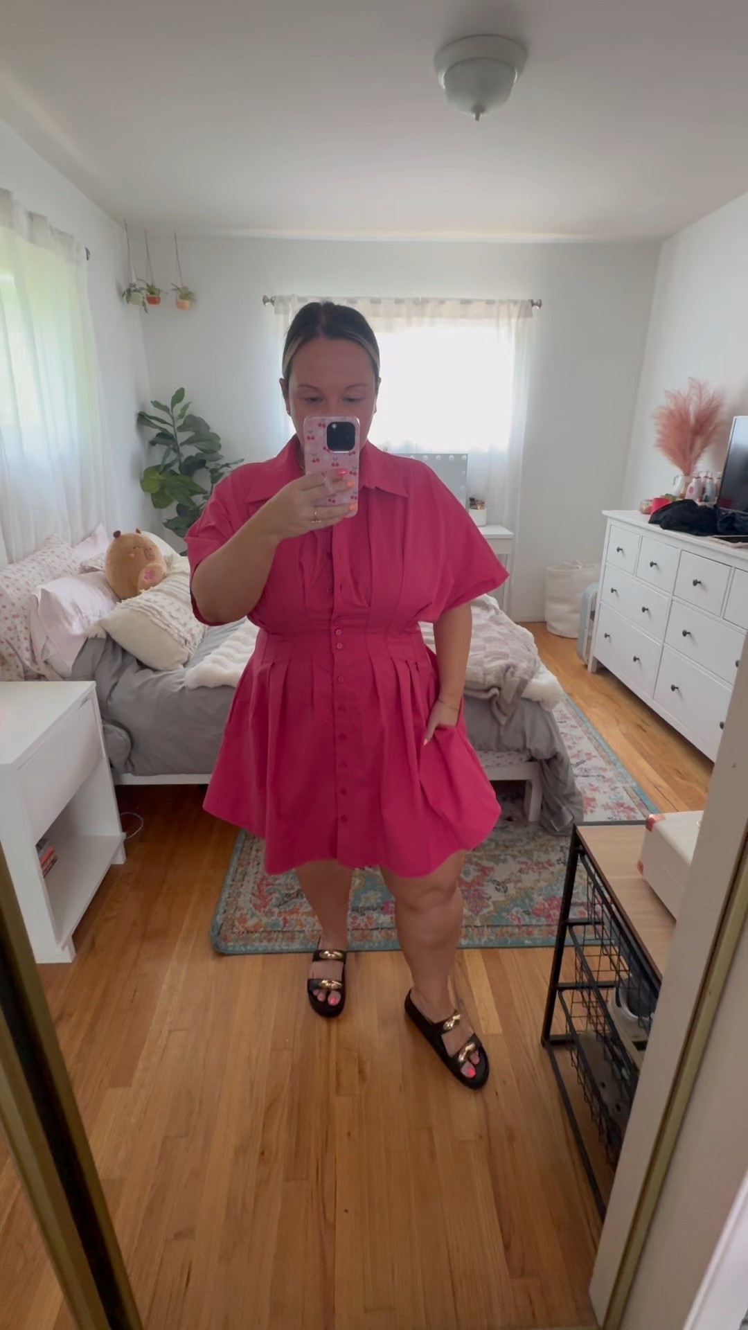 Anthropologie viral dress size LARGE PETITE 
So flattering and such good quality! This style has come out in tops, rompers, midi dresses, and mini dresses! It’s so good! Material is soft and stretchy. Does come in other colors and prints 

Anthropologie, workwear, office outfits, summer dress, petite style, summer outfit, summer sandals, summer shoes 

#LTKShoeCrush #LTKMidsize #LTKPetite