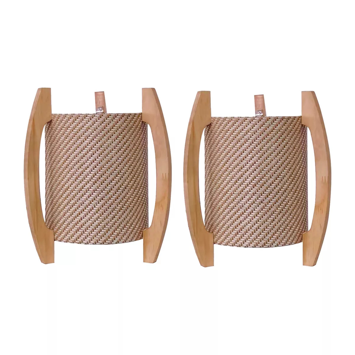 SAGEBROOK HOME (Set of 2) 11" Cylinder Tripod Wood Table Lamps Khaki: Hand-Painted, Polyester Sha... | Target