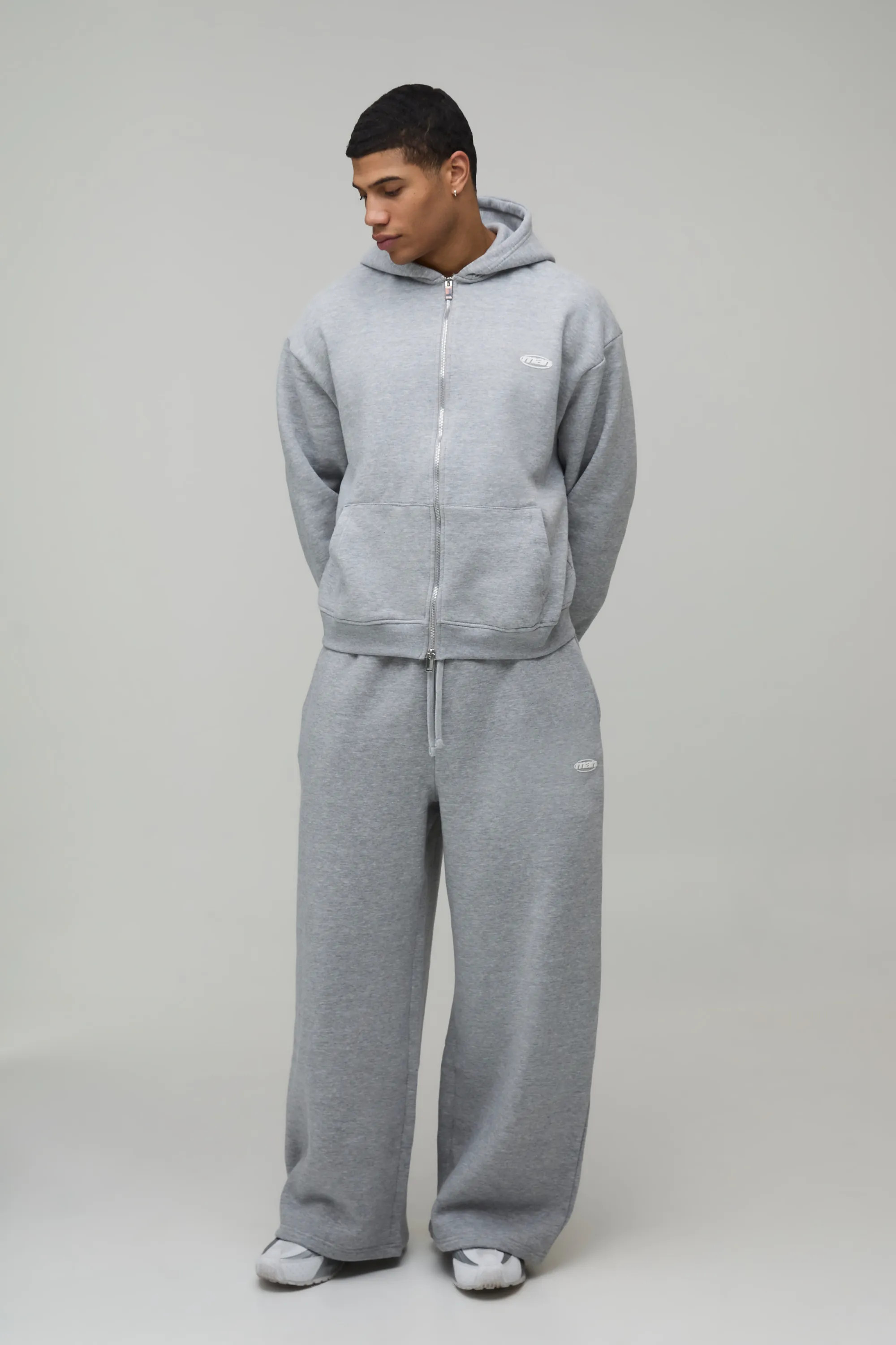 Oversized Boxy Man Sport Hooded Zip Through Wide Leg Tracksuit | boohooMAN (US & Canada)