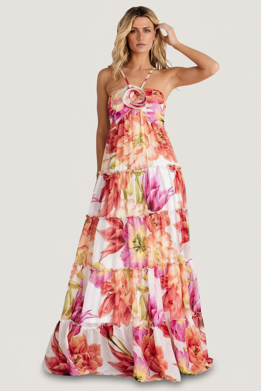 Charmaine Maxi Dress - Pink Floral Halter | Baltic Born | Baltic Born