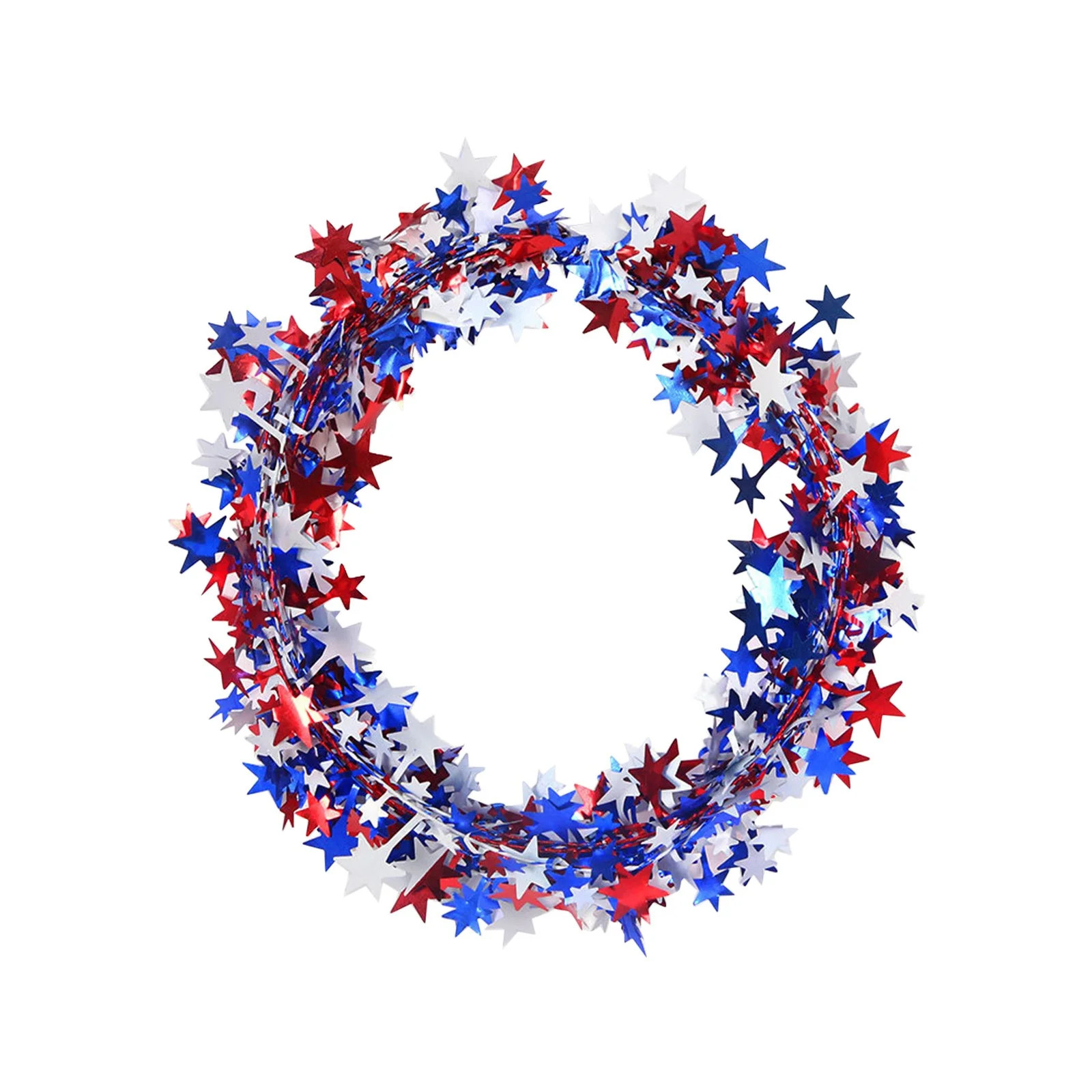 Beautynvta 4th of July Patriotic Star Wire Tinsel Garland Decoration, Red White Blue Star Glitter... | Walmart (US)