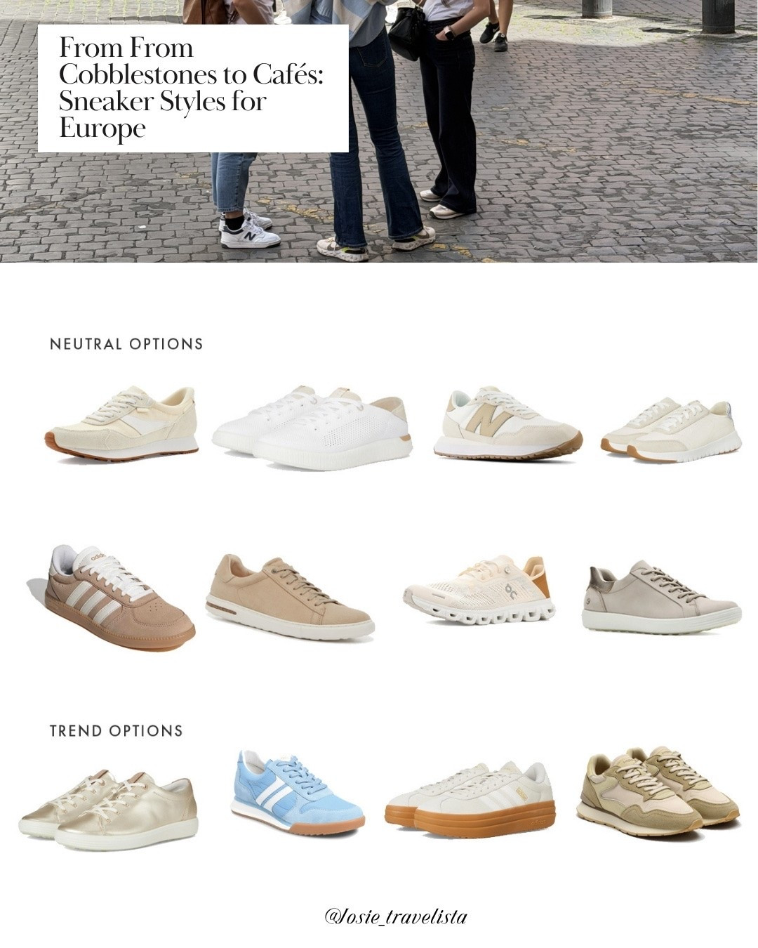The summer travel sneakers I recommend most. 👟👡
When I'm packing a travel capsule wardrobe for Europe, I start with what I call my 20K-Step Shoe, the pair I trust for long sightseeing days, cobblestones, and public transit.
These are my favorite sneakers for summer travel, all chosen with comfort, versatility, and style in mind.
Shop my picks below. ✈️