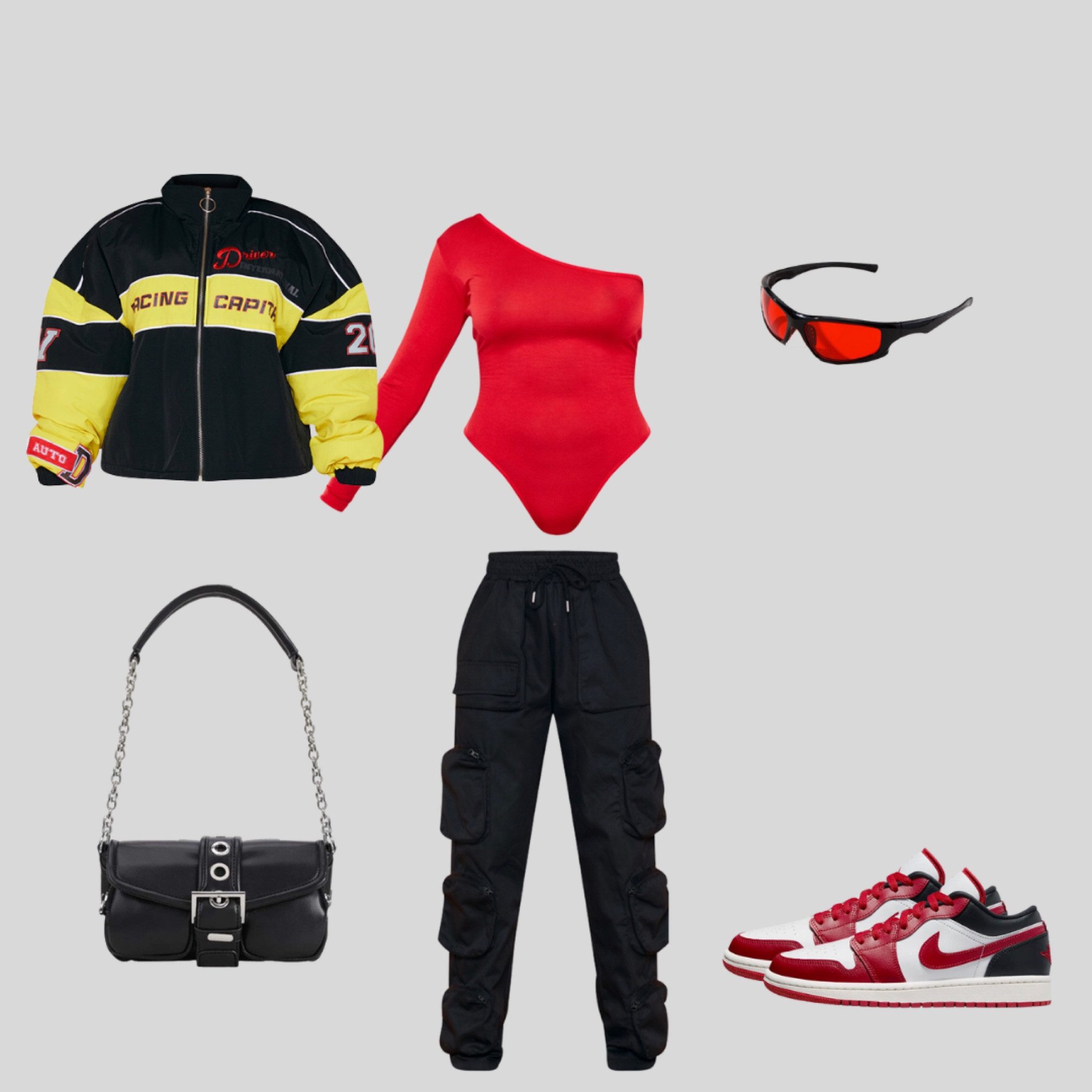 bikerfit,bicker outfit, red fit, red dunk, streets fit, going out fit , shein bag , black bag, red top, cargo pants , black cargo , plt jacket 
#bikerjacket #redtop #redbody #reddunck #blackbag #ltkunder10

#LTKSeasonal #LTKfit #LTKeurope