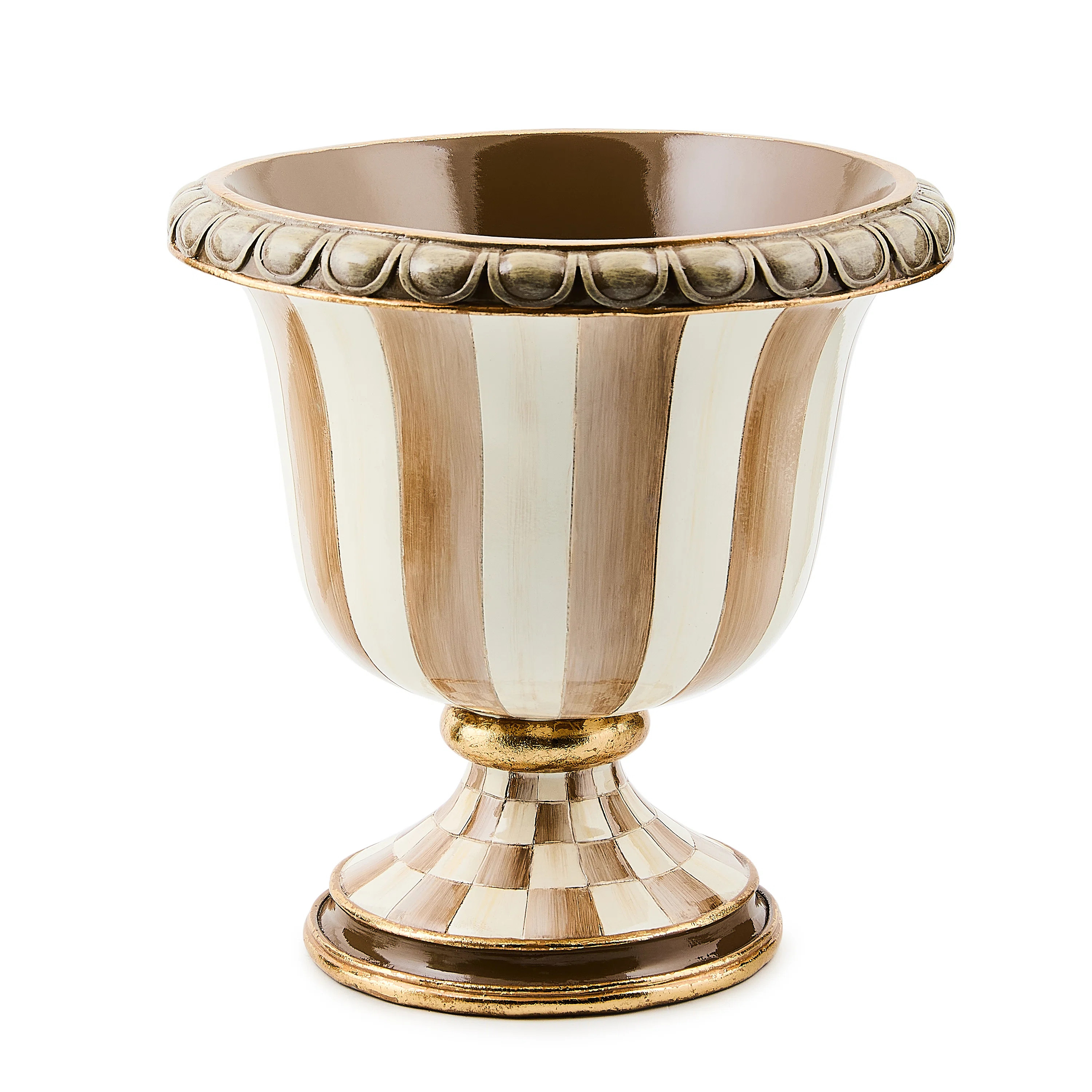 Mocha Check Mocha Stripe Tabletop Urn | Wayfair North America