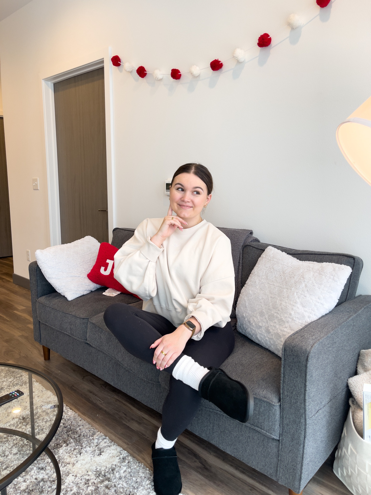 Cozy winter outfit idea! Featuring scrunchy socks and boot slippers 

I’m wearing a L sweatshirt, size 8 leggings and size 9 boots 

#LTKSeasonal #LTKHoliday #LTKunder100