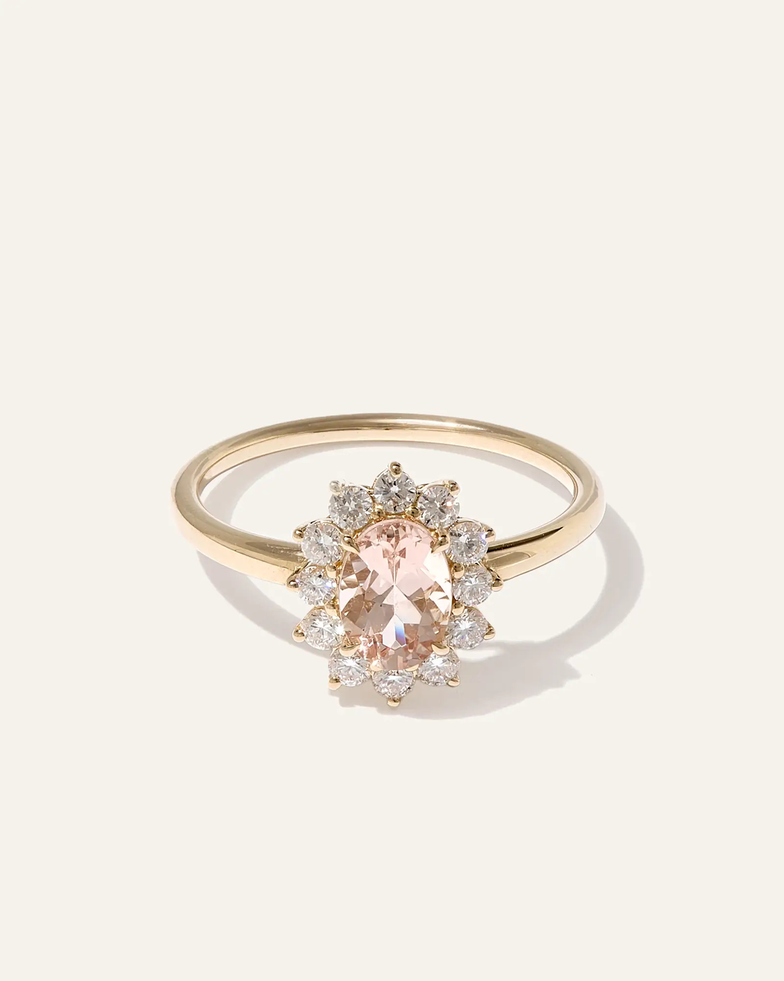 14K Gold Lab Grown Diamond and Morganite Halo Ring | Quince