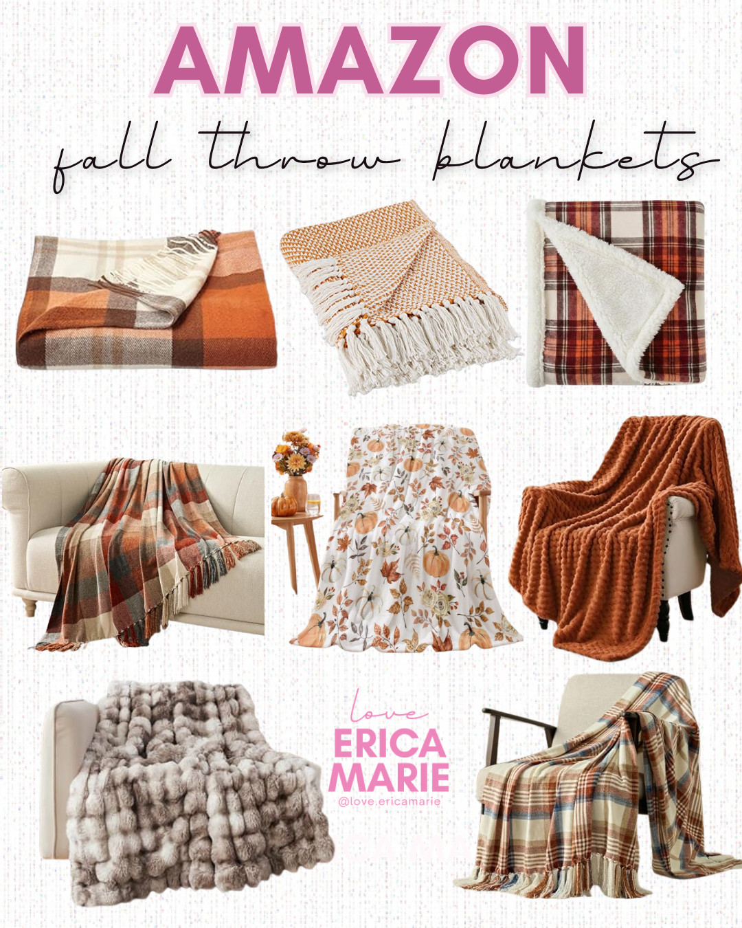 Get your home ready for cozy season! 🧡 Check out these soft and cozy throw blankets, perfect for adding a warm fall touch to your home. Drape them over your couch, bed, or favorite chair for an easy fall decor update. 🍂 #FallDecor #CozyHome #FallHomeDecor #ThrowBlankets #HomeDecor #LTKHome 

 #LTKmomlife #LTKSeasonal #LTKHome